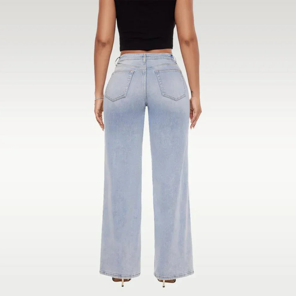 Mid Rise Stretch Wide-Leg Baggy Jeans