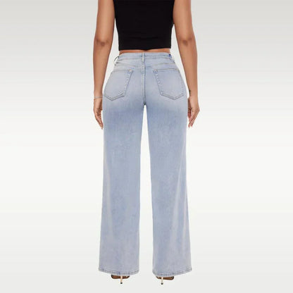 Mid Rise Stretch Wide-Leg Baggy Jeans