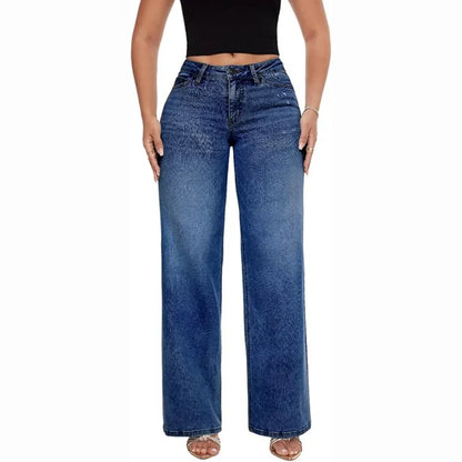 Mid Rise Stretch Wide-Leg Baggy Jeans